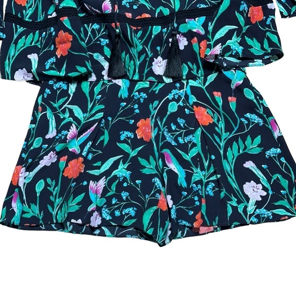 Kate Spade Black Jardin Crepe Quarter Sleeve Floral Romper Womens 00 - Picture 5 of 10
